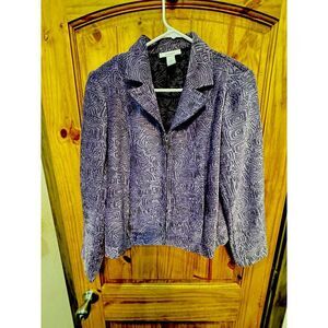 Dress Barn Jacquard Full Zip Jacket Paisley Floral Office Siren Corpcore‎ Size M